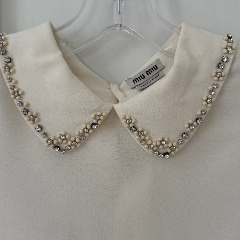 Miu Miu Blouse Embellished Collar And Sleeve Size 44 - Picture 4 of 9